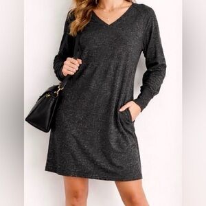CAbi Dress - Long Sleeve Black Heather